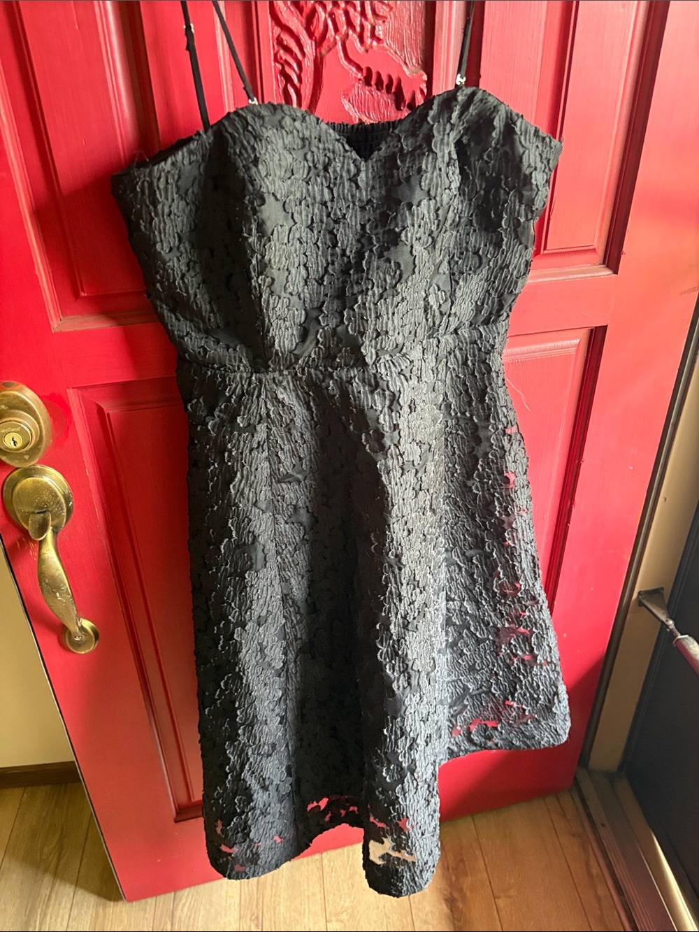 Anthropologie XL NWT- black Lace Strapless A-Line Dress